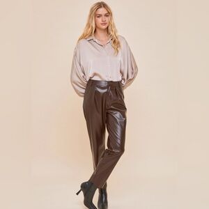 Elegant Brown Leather Pants